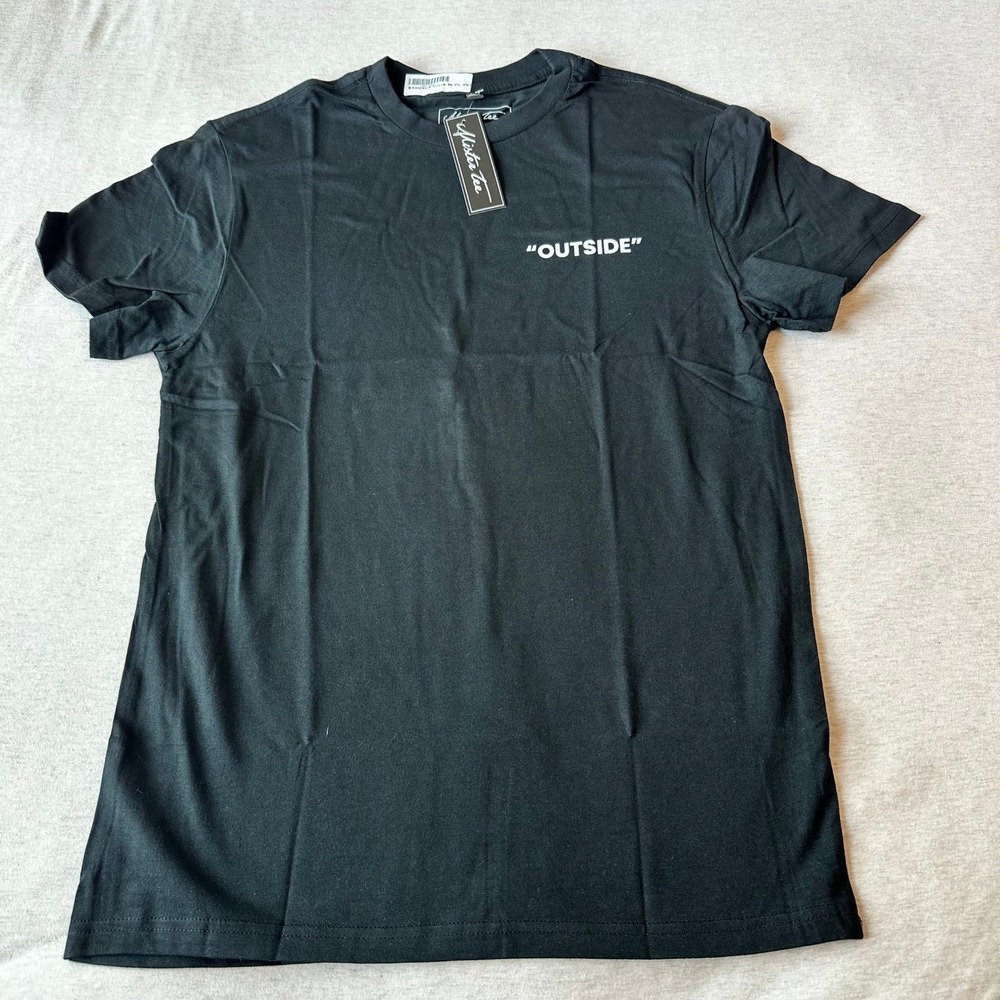 Mister Tee Mens Outside Graphic T-Shirt Black Cotton Streetwear BY001US Size M
